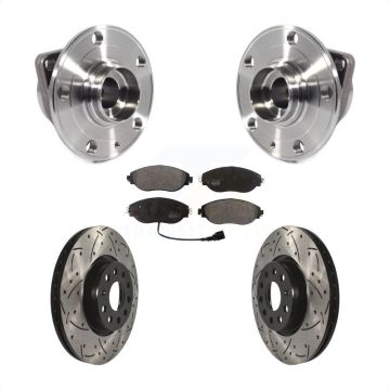 Front Hub Bearing Assembly Coated Drilled Slotted Brake Rotor Pads Kit For Volkswagen GTI KBB-113551