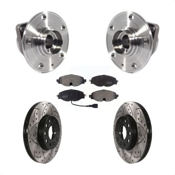 Front Hub Bearing Drilled Slot Brake Rotor Pad Kit For Volkswagen Jetta Taos Golf Audi A3 KBB-113553