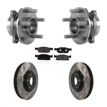 Front Bearing Assembly Coated Drilled Slotted Brake Rotor Pad Kit For Lincoln Continental KBB-113555
