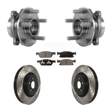Front Hub Bearing Coat Drill Slot Brake Rotor Pads Kit For Ford Edge Lincoln Nautilus MKX KBB-113556