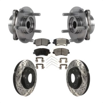 Front Hub Bearing Assembly Drill Slot Brake Rotor Pad Kit For Hyundai Veloster Elantra GT KBB-113563