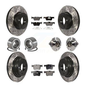 Front Rear Hub Bearing Coated Disc Brake Rotor And Pads Shoe Kit (10Pc) For BMW 320i 328d KBB-113569