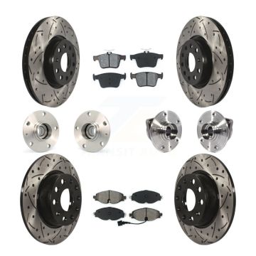 Front Rear Hub Bearing Coated Brake Rotor And Pad Kit (10Pc) For Audi A3 Sportback e-tron KBB-113575
