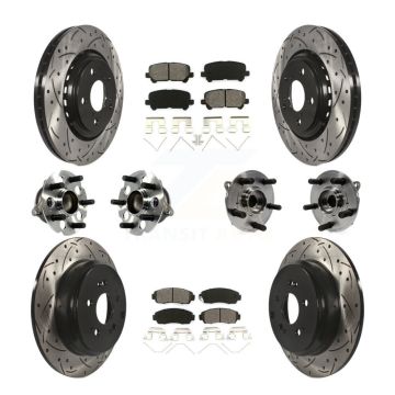 Front Rear Hub Bearing Coated Disc Brake Rotor Pad Kit (10Pc) For 2015-2017 Honda Odyssey KBB-113580