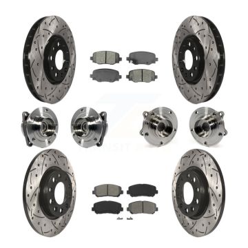 Front Rear Hub Bearing Coated Brake Rotor & Pad Kit (10Pc) For 2015-2017 Chrysler 200 FWD KBB-113586
