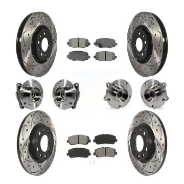 Front Rear Hub Bearing Coated Brake Rotor & Pad Kit (10Pc) For 2015-2017 Chrysler 200 FWD KBB-113587