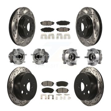 Front Rear Hub Bearings Coated Disc Brake Rotors And Pads Kit (10Pc) For Subaru Impreza KBB-113588