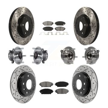 Front Rear Hub Bearings Coated Disc Brake Rotors And Pads Kit (10Pc) For Mazda 3 Sport KBB-113590