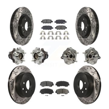 Front Rear Hub Bearing Coated Brake Rotor & Pad Kit (10Pc) For Nissan Rogue Sport Qashqai KBB-113592