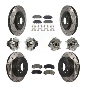 Front Rear Hub Bearings Coated Disc Brake Rotors And Pads Kit (10Pc) For Nissan Rogue KBB-113593