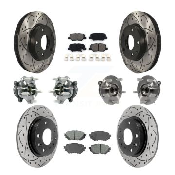 Front Rear Hub Bearings Coated Disc Brake Rotors And Pads Kit (10Pc) For Mazda 3 Sport KBB-113598