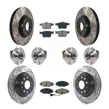 Front Rear Hub Bearings Coated Disc Brake Rotors And Pads Kit (10Pc) For Audi TT Quattro KBB-113603