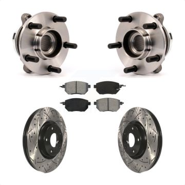 Front Hub Bearing Assembly Coated Drilled Slotted Brake Rotor & Pad Kit For Nissan Murano KBB-113606