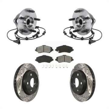 Front Hub Bearing Assembly Coated Drilled Slot Brake Rotor & Pad Kit For Jeep Wrangler JK KBB-113610
