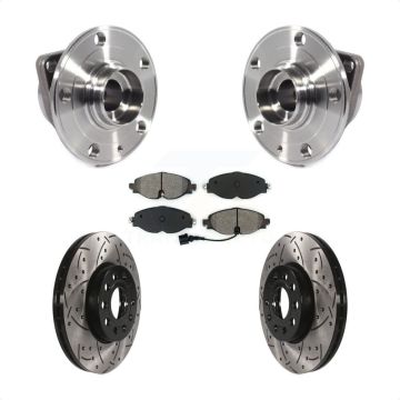 Front Hub Bearing Drilled Slot Brake Rotor Pad Kit For Volkswagen Jetta Taos Golf Audi A3 KBB-113612