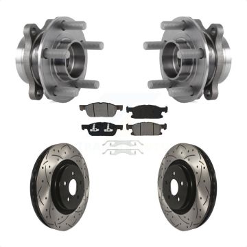 Front Hub Bearing Coat Drill Slot Brake Rotor Pads Kit For Ford Edge Lincoln Nautilus MKX KBB-113614