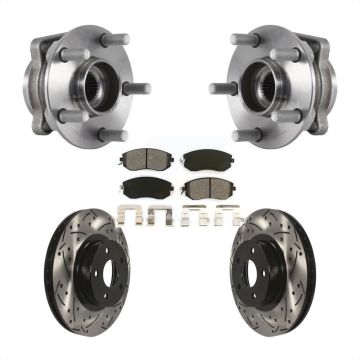 Front Hub Bearing Assembly Coated Drilled Slotted Brake Rotor Pads Kit For Subaru Impreza KBB-113615