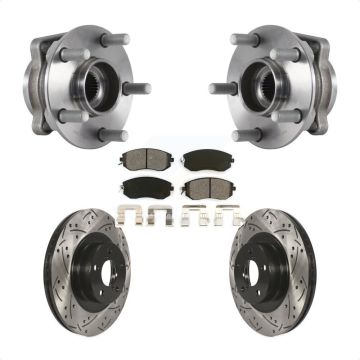 Front Hub Bearing Coated Drill Slot Brake Rotor Pads Kit For Subaru Forester Crosstrek XV KBB-113616