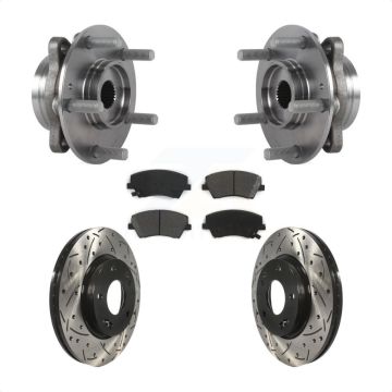 Front Hub Bearing Assembly Coated Drilled Slotted Brake Rotor Pad Kit For Hyundai Elantra KBB-113617