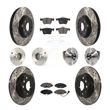 Front Rear Hub Bearing Coated Brake Rotor And Pad Kit (10Pc) For Audi A3 Sportback e-tron KBB-113625