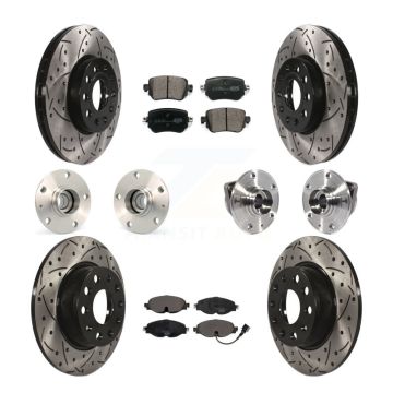 Front Rear Hub Bearing Coated Brake Rotor & Pad Kit (10Pc) For Volkswagen Golf SportWagen KBB-113628