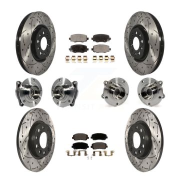 Front Rear Hub Bearing Coated Brake Rotor & Pad Kit (10Pc) For 2015-2017 Chrysler 200 FWD KBB-113639