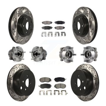 Front Rear Hub Bearings Coated Disc Brake Rotors And Pads Kit (10Pc) For Subaru Impreza KBB-113640