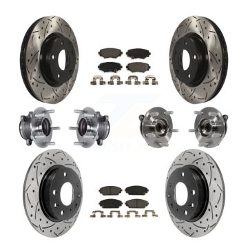 Front Rear Hub Bearings Coated Disc Brake Rotors And Pads Kit (10Pc) For Mazda 3 Sport KBB-113643