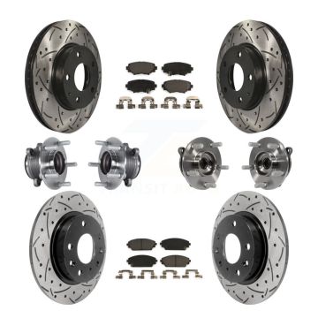 Front Rear Hub Bearings Coated Disc Brake Rotors And Pads Kit (10Pc) For Mazda 3 Sport KBB-113644