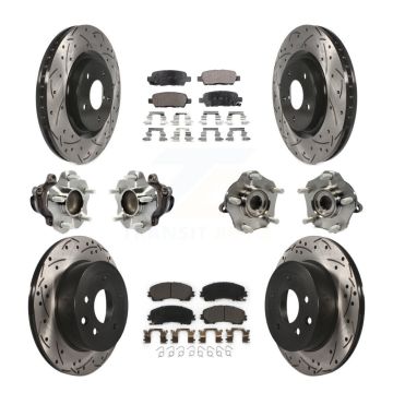 Front Rear Hub Bearings Coated Disc Brake Rotors And Pads Kit (10Pc) For Nissan Rogue KBB-113646
