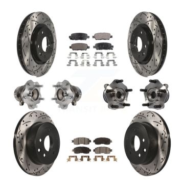 Front Rear Hub Bearing Coated Disc Brake Rotor And Ceramic Pad Kit (10Pc) For Nissan LEAF KBB-113648