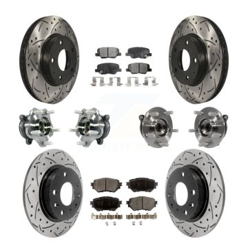 Front Rear Hub Bearings Coated Disc Brake Rotors And Pads Kit (10Pc) For Mazda 3 Sport KBB-113651