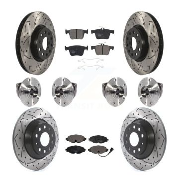 Front Rear Hub Bearings Coated Disc Brake Rotors And Pads Kit (10Pc) For Audi TT Quattro KBB-113660