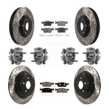 Front Rear Hub Bearing Coated Disc Brake Rotor Pad Kit (10Pc) For Lincoln Continental AWD KBB-113661