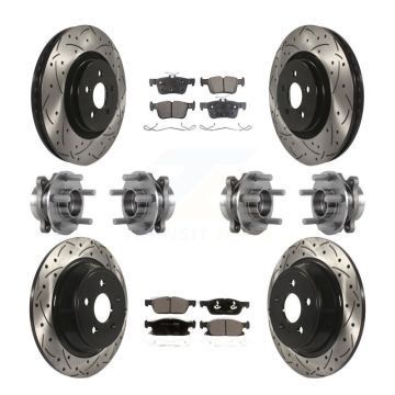 Front Rear Hub Bearing Coated Disc Brake Rotor Pad Kit (10Pc) For Lincoln Continental AWD KBB-113665