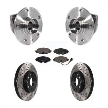 Front Hub Bearing Drilled Slot Brake Rotor Pad Kit For Volkswagen Jetta Taos Golf Audi A3 KBB-113673