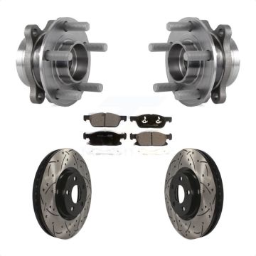 Front Bearing Assembly Coated Drilled Slotted Brake Rotor Pad Kit For Lincoln Continental KBB-113675
