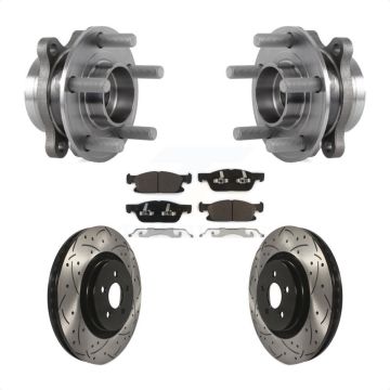 Front Hub Bearing Coat Drill Slot Brake Rotor Pads Kit For Ford Edge Lincoln Nautilus MKX KBB-113676