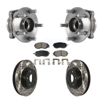 Front Hub Bearing Assembly Coated Drilled Slotted Brake Rotor Pads Kit For Subaru Impreza KBB-113680