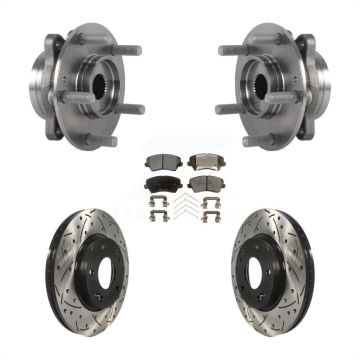 Front Hub Bearing Assembly Drill Slot Brake Rotor Pad Kit For Hyundai Veloster Elantra GT KBB-113683