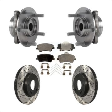 Front Hub Bearing Assembly Coated Drilled Slotted Brake Rotor Pad Kit For Hyundai Elantra KBB-113684