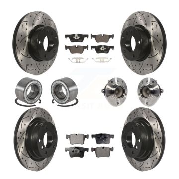 Front Rear Hub Bearing Coated Disc Brake Rotor And Pads Shoe Kit (10Pc) For BMW 320i 328d KBB-113689