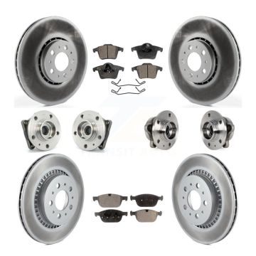 Front Rear Hub Bearing Coated Brake Rotor And Pad Kit (10Pc) For 2008-2014 Volvo XC90 AWD KBB-113697