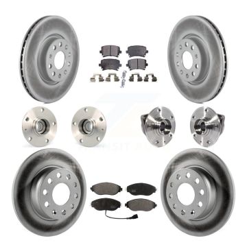 Front Rear Hub Bearings Coated Disc Brake Rotors And Pads Kit (10Pc) For Volkswagen GTI KBB-113700