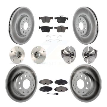 Front Rear Hub Bearing Coated Brake Rotor And Pad Kit (10Pc) For Audi A3 Sportback e-tron KBB-113701