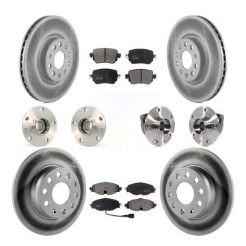 Front Rear Hub Bearings Coated Disc Brake Rotors And Pads Kit (10Pc) For Volkswagen GTI KBB-113702