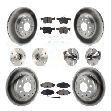 Front Rear Hub Bearing Coated Disc Brake Rotors And Pads Kit (10Pc) For 2016 Audi A3 2.0L KBB-113703