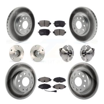 Front Rear Hub Bearing Coated Brake Rotor & Pad Kit (10Pc) For Volkswagen Golf SportWagen KBB-113704