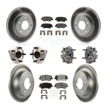 Front Rear Hub Bearing Coated Disc Brake Rotor Pad Kit (10Pc) For 2017 Hyundai Elantra GT KBB-113711