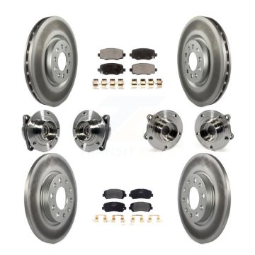 Front Rear Hub Bearing Coated Brake Rotor & Pad Kit (10Pc) For 2015-2017 Chrysler 200 FWD KBB-113716